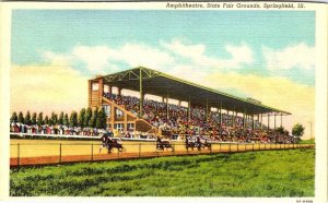 Springfield, IL Illinois HARNESS RACING~AMPHITHEATRE State Fair Grounds Postcard