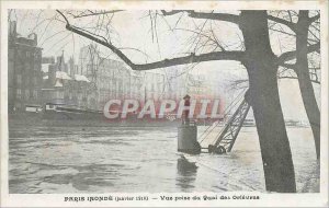 Old Postcard Paris Floods View from the Wharf Orlevres