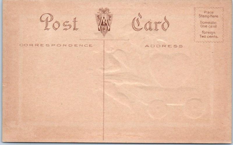 VALENTINE Greeting  Cupid w/ Wagon  Embossed Border  ca 1910s   Postcard