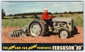 1954 FERGUSON 30 FARM TRACTOR ADVERTISING POSTCARD OLNEY ILLINOIS POSTMARK