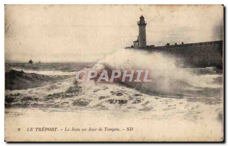 Thrown treport it one day of storm Lighthouse Lighthouse - Old Postcard