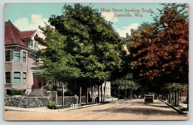 Janesville Wisconsin~Main Street Homes~Stone Retaining Wall~House on Corner~1908