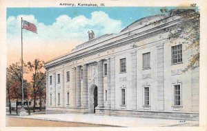 Armory Kankakee Illinois 1930s postcard