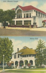 St Petersburg Florida Masonic Temple & Shrine Club 1946 Linen Postcard