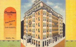 Cawthon Hotel Mobile Alabama linen postcard