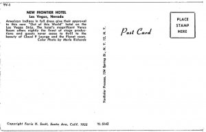 LAS VEGAS Roadside NEW FRONTIER HOTEL Indians Cowboy 1950s Car Vintage Postcard