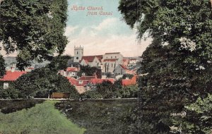 HYTHE KENT ENGLAND~CHURCH FROM CANAL~1908 POSTCARD