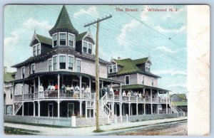 1912 THE STRAND HOTEL PEOPLE ON PORCH WILDWOOD NJ POSTCARD