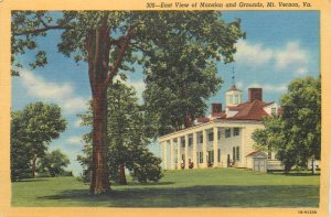 B572 United States Mt. Vernon East View of Mansion and Grounds linen postcard