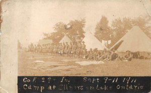 RPPC CAMP ELLMERS LAKE ONTARIO NEW YORK  MILITARY REAL PHOTO POSTCARD (1911)
