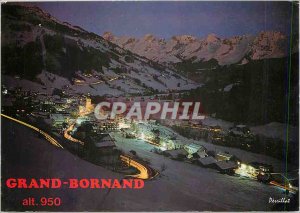 Modern Postcard Grand Bornand alt 950m Crepuscule on station village back pal...