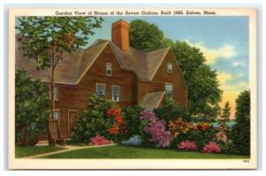 Postcard Garden View of House of the Seven Gables, Salem, MA B13