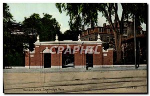 Old Postcard Harrvard Gates Cambridge Mass