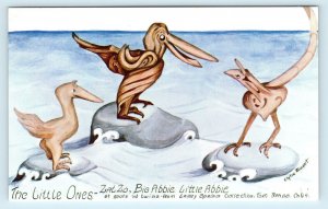 FORT BRAGG, CA  ~ Larry Spring Folk Art THE LITTLE ONES Birds Twigs  Postcard