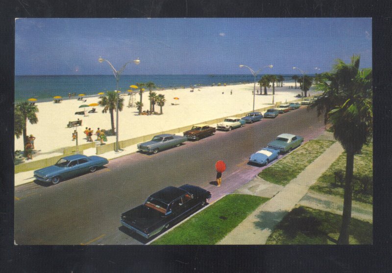 CLEARWATER BEACH FLORIDA 1960's CARS SWIMMING BEACH VINTAGE POSTCARD