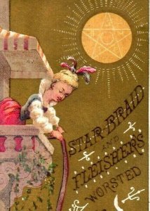1880s-90s Bookmarker Star Braid & Fleisher's Worsted Yarns #R