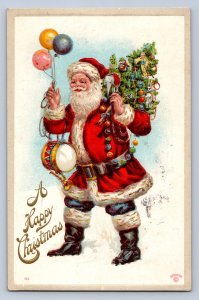 J99/ Santa Claus Christmas Postcard c1910 Balloons Toys Drum 412