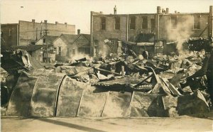 c1910 Disaster Fire Damage Building Sheet Metal Aftermath RPPC Photo Postcard