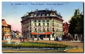 Old Postcard Tarbes Place Verdun large modern hotel