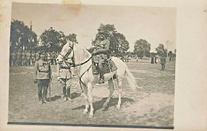 WWI France Soldiers Carte Postale #16 Soldiers & General on Horse RPPC