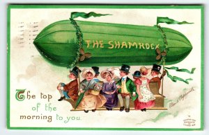 St Patrick's Day Postcard Airship Blimp Ellen Clapsaddle Signed 1910 Germany