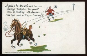 h2077 - HUMOR Postcard 1905 Sportsman Hunting Horse by Johnston