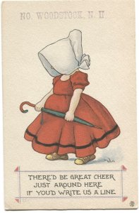 Postcard Sunbonnet Baby Girl No Woodstock NH