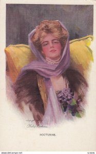 AS: Nocturne Boileau, 1900-10s;  Blond woman wearing lhead scarf