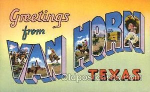 Van Horn, Texas, USA Large Letter Town Unused 