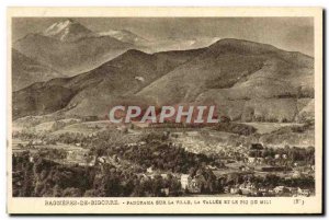 Old Postcard Bagneres de Bigorre Panorama city The valley and the Pic du Midi