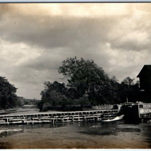 c1910s Dam Water Mill RPPC Pioneer Industry River Bridge? Real Photo PC Vtg A126