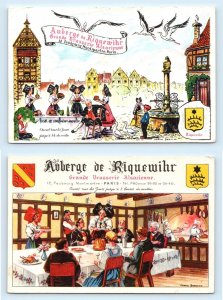 Set of 2~ Auberge de Riquewihr advertising cards, Paris, France Art Postcards