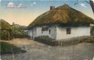 * Russian landscape village house vintage postcard