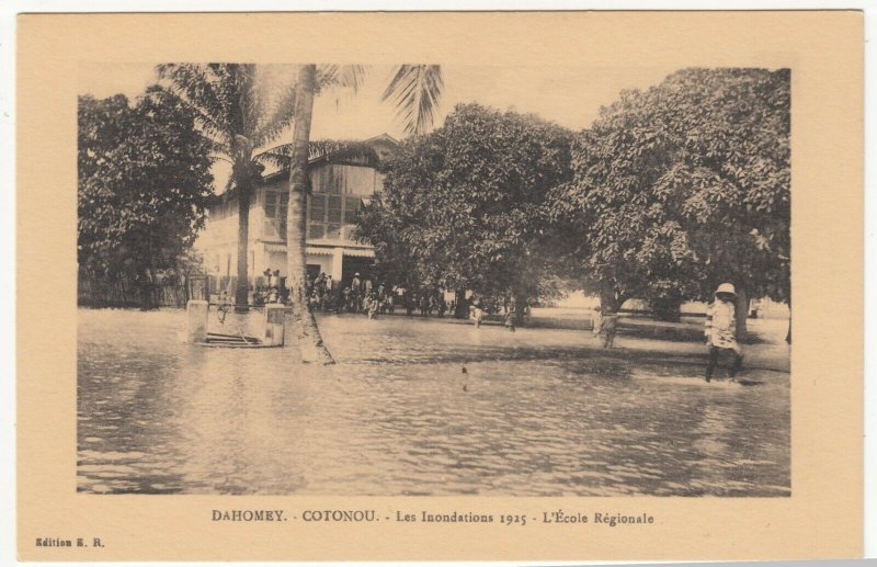 Benin; Dahomey, 1925 Cotonou Floods, The Regional School PPC, By ER, Unused 