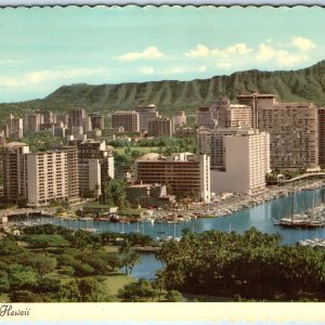 c1960s Honolulu, HI Aerial Downtown Harbor w/ RARE Nuclear Propulsion Cancel M15