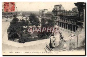 Postcard Old Paris The Tuileries Gardens and the Louvre Musee