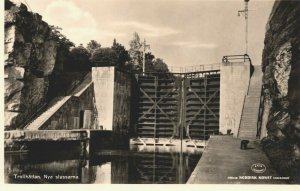 Sweden Trollhättan Nya Slussarna Vintage RPPC 03.98