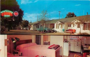 1950s Prescott Arizona Montezuma Court entrance Interior Postcard 26-668