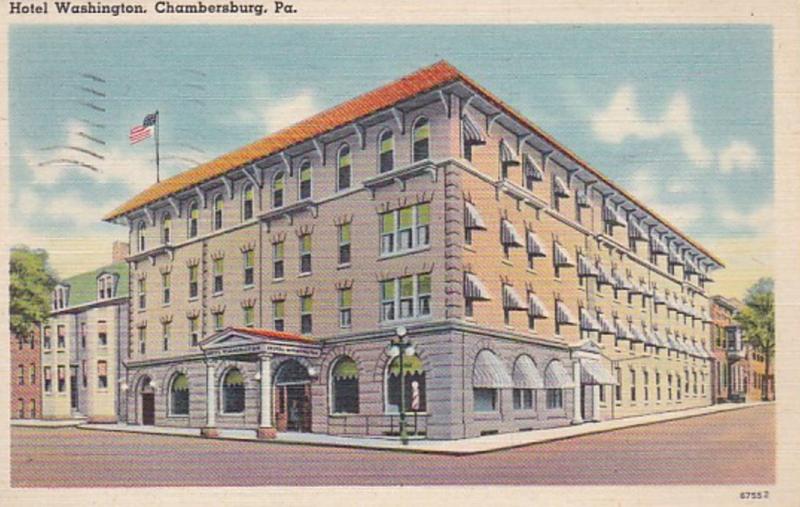 Pennsylvania Chambersburg Hotel Washington 1951