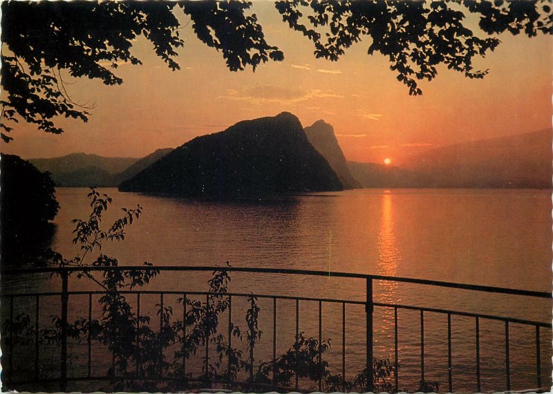 Postcard Switzerland sunset lake view ausblick von vitznau mit burgenstock