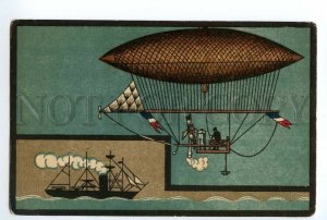 497338 HISTORY AVIATION Giffard steam balloon Vintage russian game card