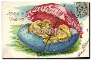 Old Postcard Fancy Chicks Easter Egg