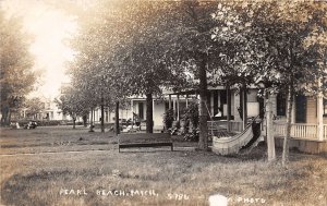 J37/ Pearl Beach Michigan RPPC Postcard c1910 Cottages Hammock  160