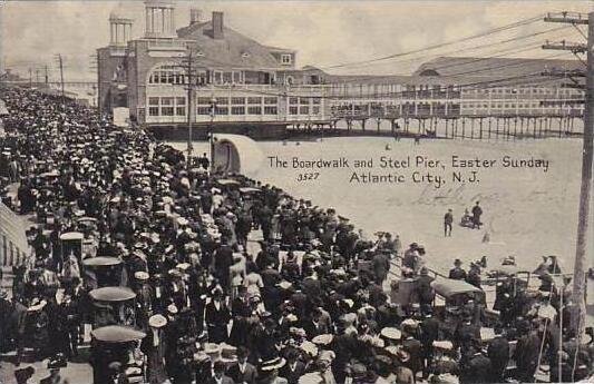 New Jersey Atlantic City The Boardwalk And Steel Pier Easter Sunday 1907