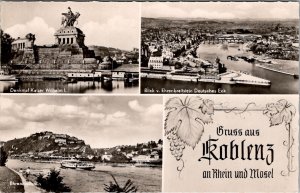 Koblenz on the Rhein and Mosel Multi View Scenic Real Photo c1960 Postcard W18