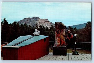 1960 Custer South Dakota Vintage Postcard Crazy Horse Mountain Memorial Sculptor