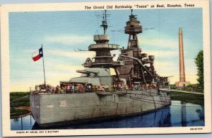 postcard The Grand Old Battleship 'Texas' at rest, Houston, Texas