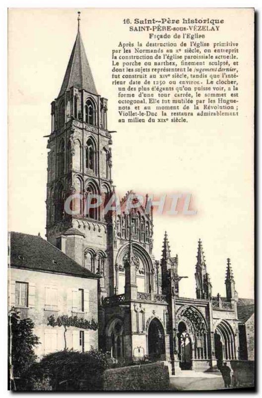 Old Postcard Holy Father in Vezelay Facade of & # 39Eglise