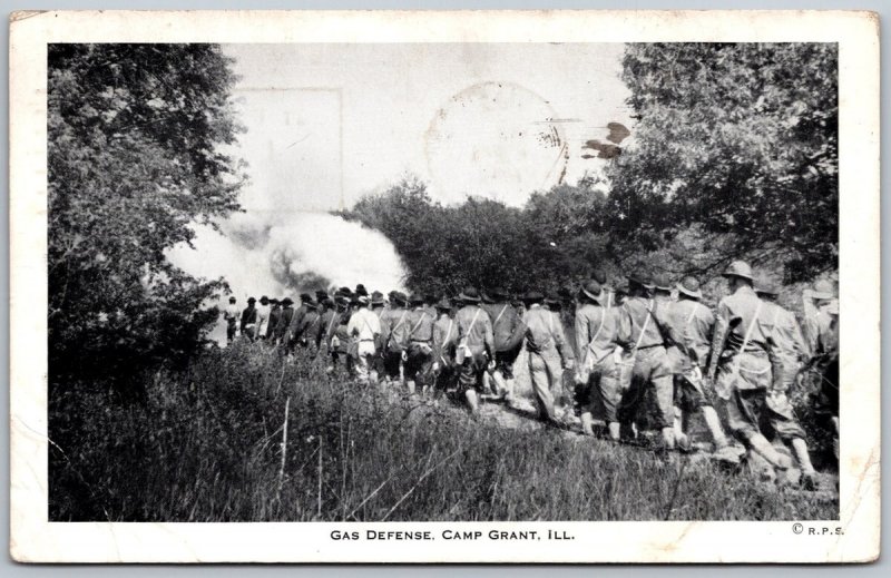 Postcard Rockford Illinois IL Camp Grant Soldiers Gas Defense 1942 View