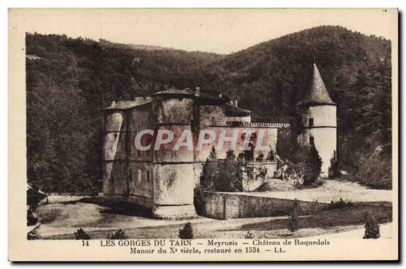 Old Postcard The Tarn Gorges Meyrueis Castle Manor Roquedols X century restor...